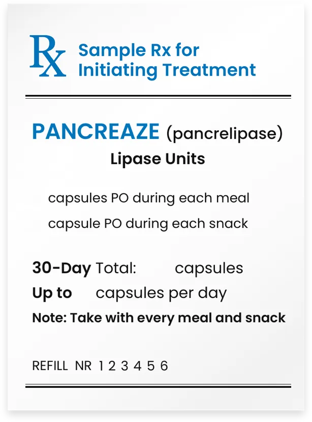 PANCREAZE&reg; (pancrelipase) Rx Sample.