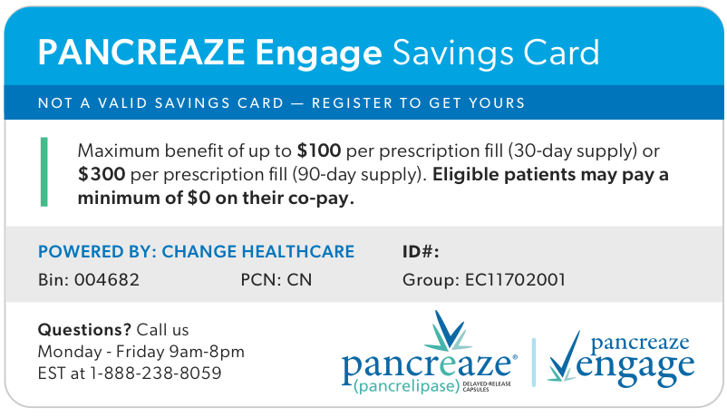PANCREAZE Savings Card example